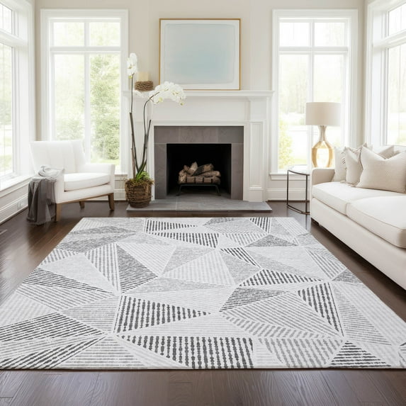 Addison Rugs Chantille Indoor/Outdoor Transitional Geometric Gray Washable Rectangle Rug, 5' x 7'6"