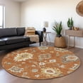 thumbnail image 1 of Addison Rugs Chantille Indoor/Outdoor Traditional Oushak Paprika Washable Round Rug, 8' x 8', 1 of 6