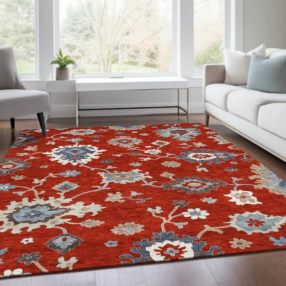 Addison Rugs Chantille Indoor/Outdoor Traditional Oushak Red Washable Rectangle Rug, 3' x 5'