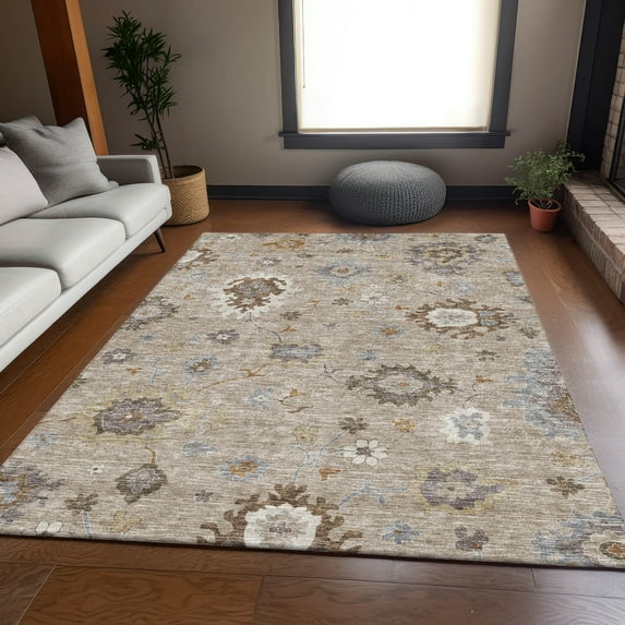 Addison Rugs Chantille Indoor/Outdoor Traditional Oushak Taupe Washable Rectangle Rug, 3' x 5'