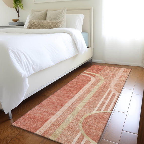 Addison Rugs Chantille Indoor/Outdoor Transitional Art Deco Salmon Washable Runner Rug, 2'3" x 7'6"