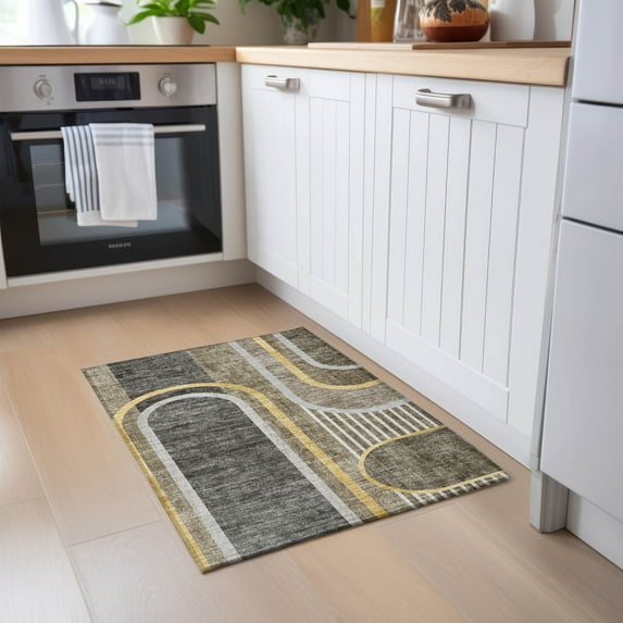 Addison Rugs Chantille Indoor/Outdoor Transitional Art Deco Taupe Washable Rectangle Rug, 1'8" x 2'6"