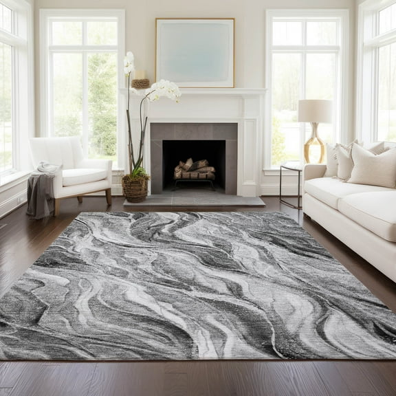 Addison Rugs Chantille Indoor/Outdoor Transitional Waves Gray Washable Rectangle Rug, 2'6" x 3'10"