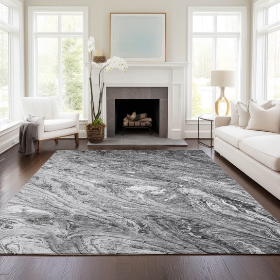 Addison Rugs Chantille Indoor/Outdoor Transitional Abstract Gray Washable Rectangle Rug, 5' x 7'6"