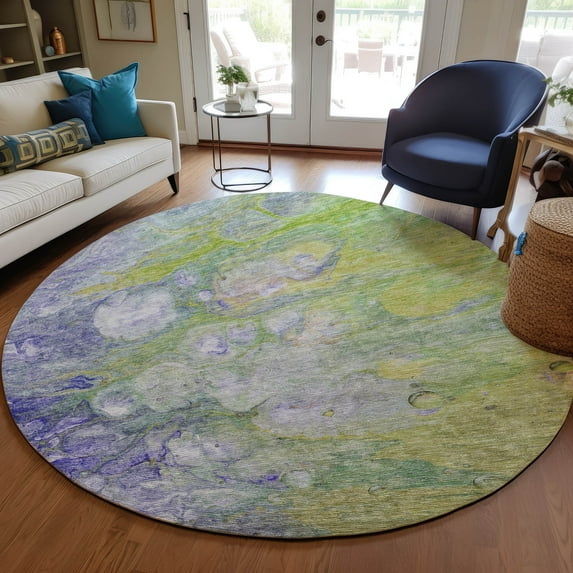 Addison Rugs Chantille Indoor/Outdoor Transitional Abstract Aloe Washable Round Rug, 8' x 8'