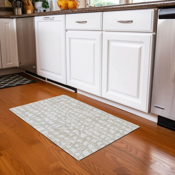 Addison Rugs Chantille Indoor/Outdoor Transitional Squares Beige Washable Rectangle Rug, 1'8" x 2'6"