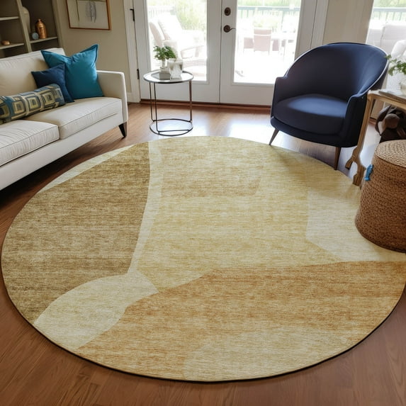 Addison Rugs Chantille Indoor/Outdoor Transitional Abstract Beige Washable Round Rug, 8' x 8'