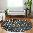 thumbnail image 1 of Addison Rugs Chantille Indoor/Outdoor Transitional Lines Black Washable Round Rug, 8' x 8', 1 of 6