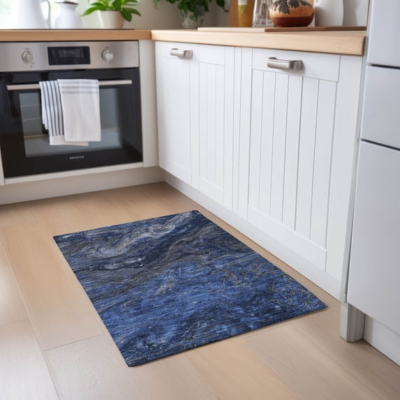 Addison Rugs Chantille Indoor/Outdoor Transitional Abstract Blue Washable Rectangle Rug, 1'8" x 2'6"