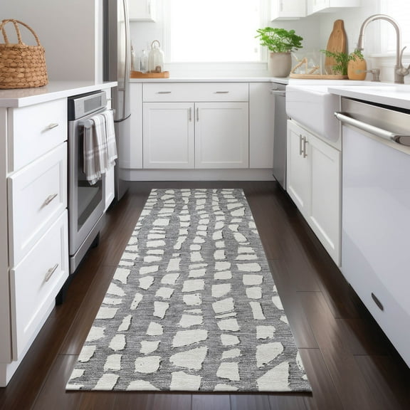 Addison Rugs Chantille Indoor/Outdoor Transitional Squares Gray Washable Runner Rug, 2'3" x 7'6"