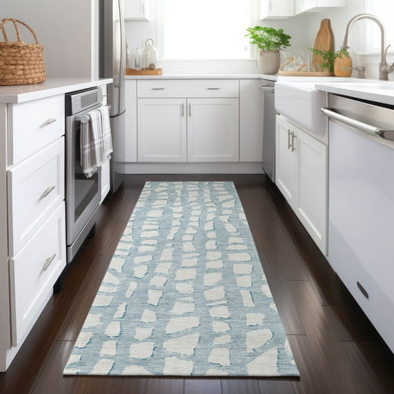 Addison Rugs Chantille Indoor/Outdoor Transitional Squares Sky Washable Runner Rug, 2'3" x 7'6"