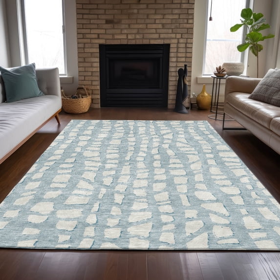 Addison Rugs Chantille Indoor/Outdoor Transitional Squares Sky Washable Rectangle Rug, 3' x 5'