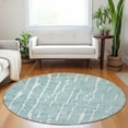 thumbnail image 1 of Addison Rugs Chantille Indoor/Outdoor Transitional Lines Teal Washable Round Rug, 8' x 8', 1 of 6