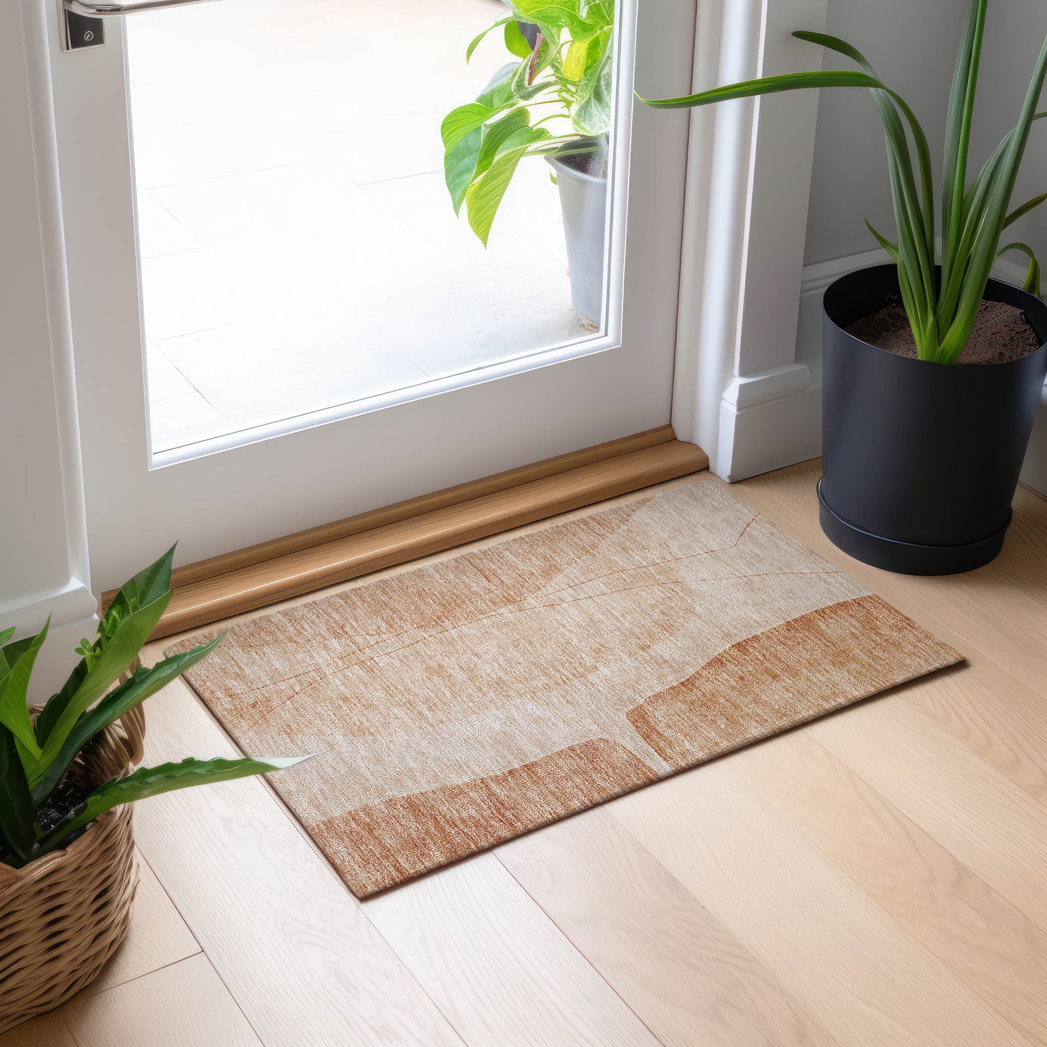 Retangle Rattan Rug Addison Rugs Chantille Indoor/Outdoor Transitional Modern Terracotta ...