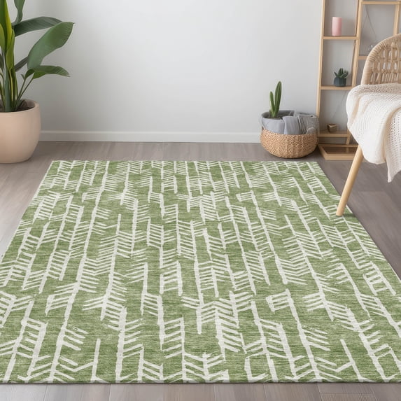 Addison Rugs Chantille Indoor/Outdoor Transitional Arrows Green Washable Rectangle Rug, 8' x 10'
