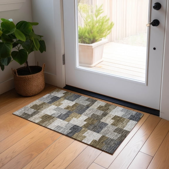 Addison Rugs Chantille Indoor/Outdoor Transitional Geometric Brown Washable Rectangle Rug, 1'8" x 2'6"