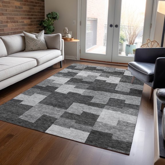 Addison Rugs Chantille Indoor/Outdoor Transitional Geometric Gray Washable Rectangle Rug, 2'6" x 3'10"