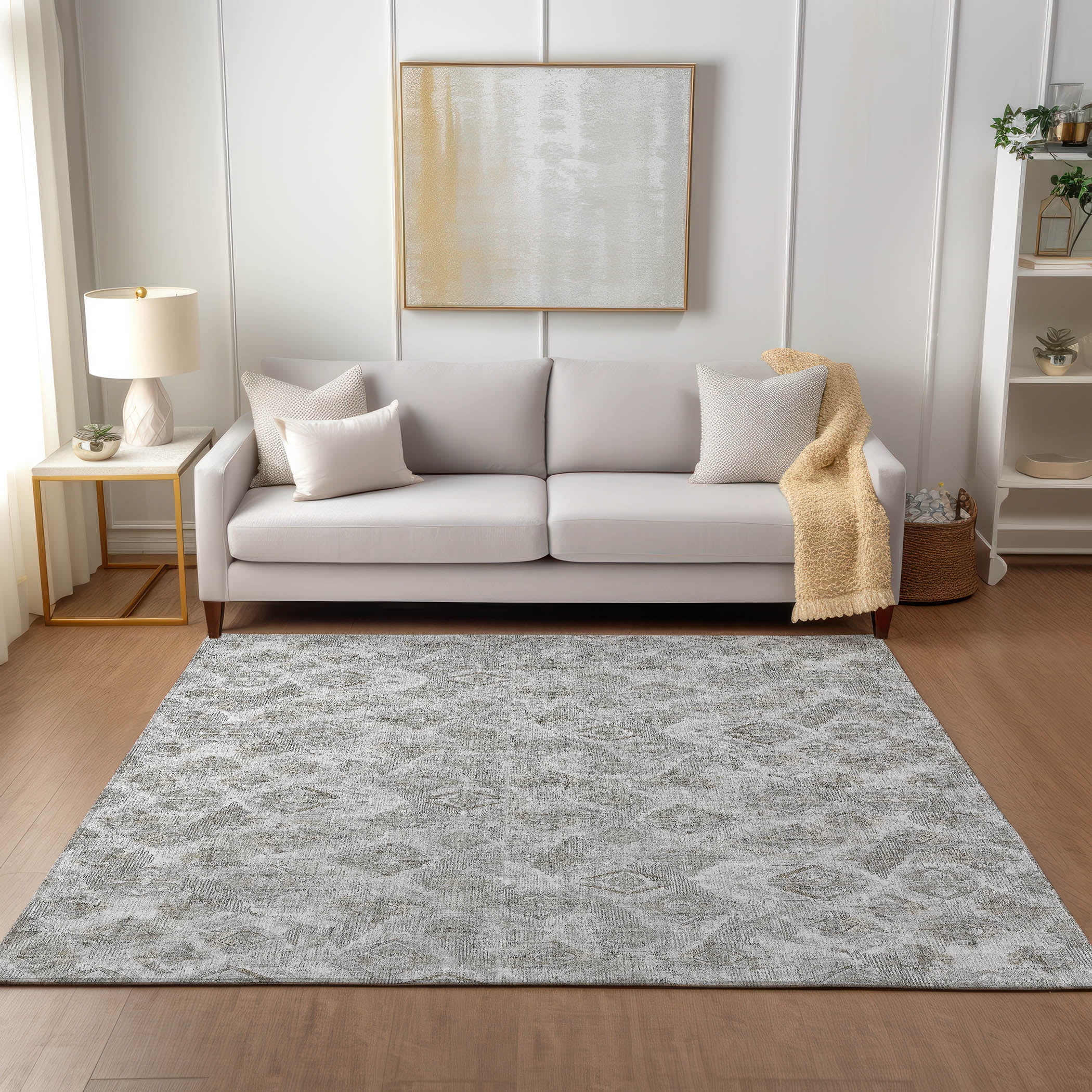 Addison Rugs Chantille Indoor/Outdoor Traditional Diamond Silver ...