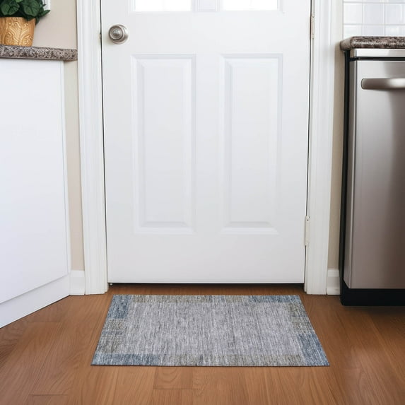 Addison Rugs Chantille Indoor/Outdoor Transitional Border Taupe Washable Rectangle Rug, 1'8" x 2'6"
