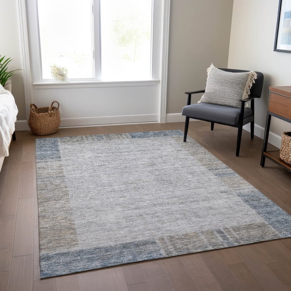 Addison Rugs Chantille Indoor/Outdoor Transitional Border Taupe Washable Rectangle Rug, 8' x 10'