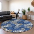 thumbnail image 1 of Addison Rugs Chantille Indoor/Outdoor Transitional Circles Navy Washable Round Rug, 8' x 8', 1 of 6