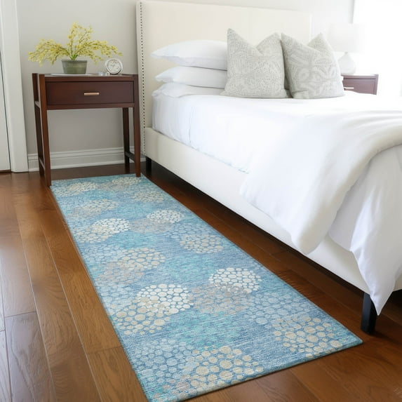 Addison Rugs Chantille Indoor/Outdoor Transitional Circles Sky Washable Runner Rug, 2'3" x 7'6"
