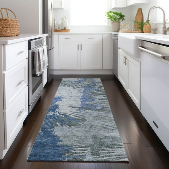 Addison Rugs Chantille Indoor/Outdoor Transitional Modern Blue Washable Runner Rug, 2'3" x 7'6"