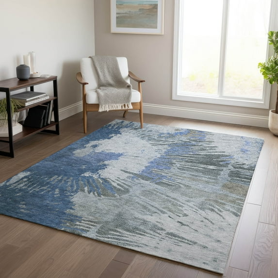 Addison Rugs Chantille Indoor/Outdoor Transitional Modern Blue Washable Rectangle Rug, 5' x 7'6"