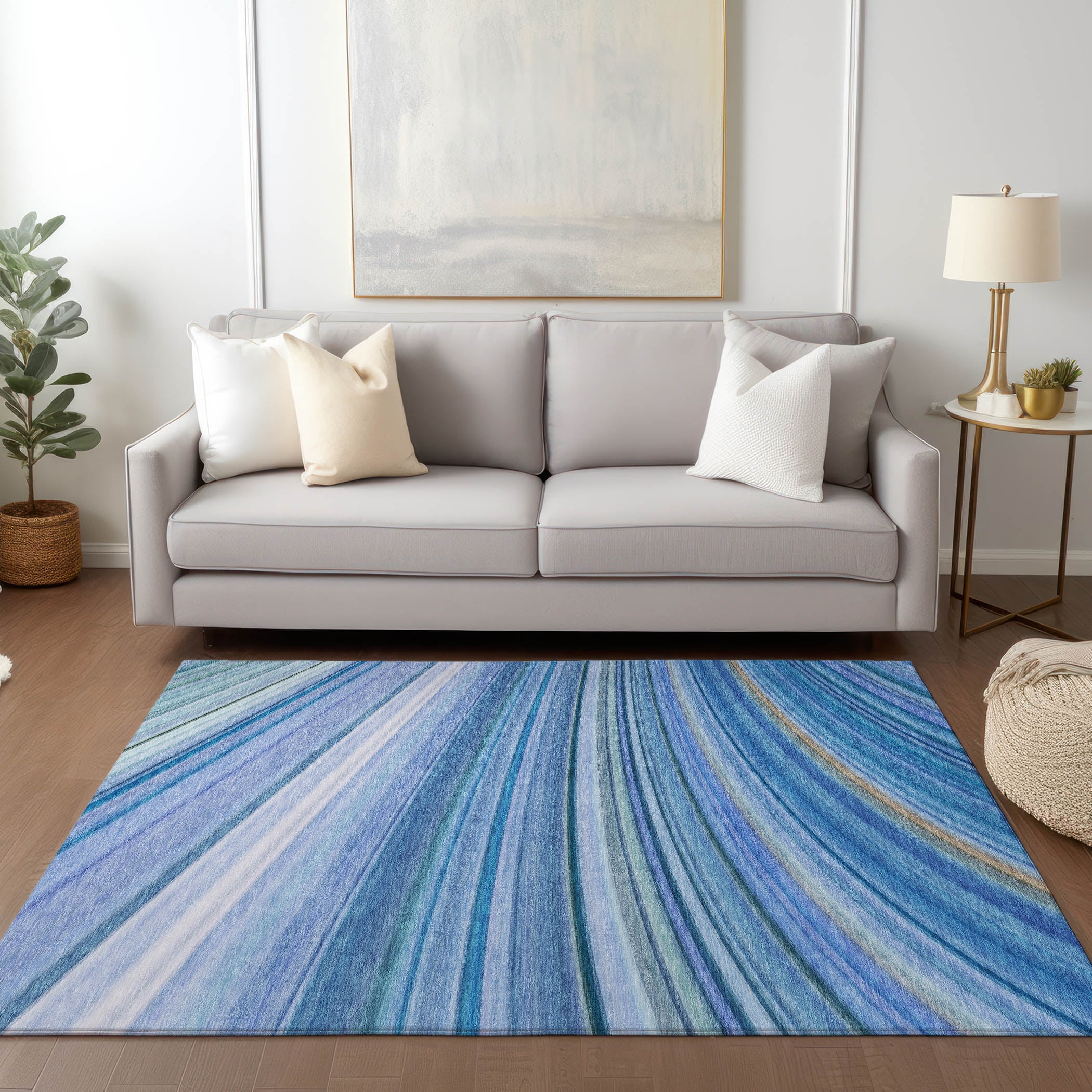 Addison Rugs Chantille Indoor/Outdoor Transitional Waves Blue Washable ...