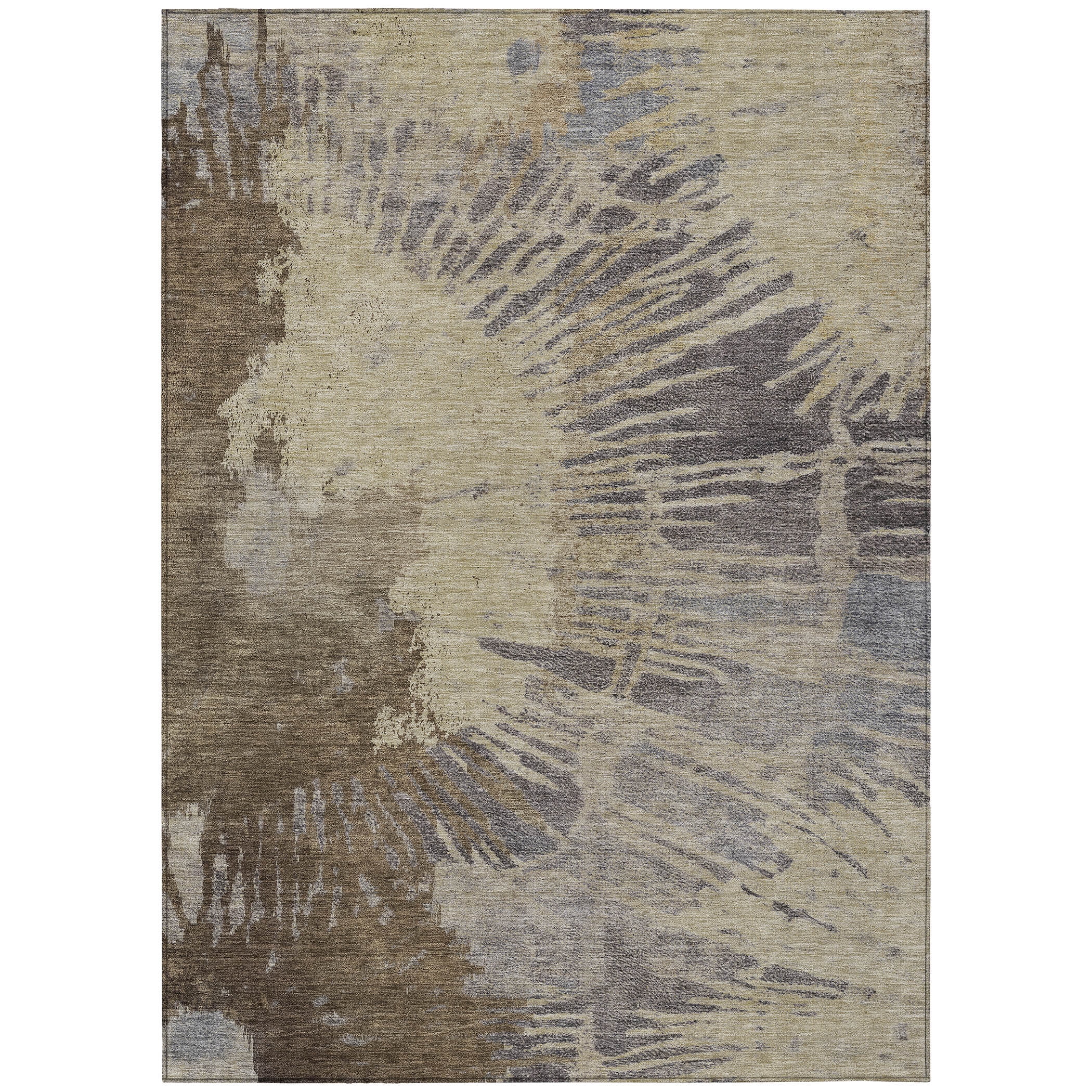 Chantille Brown and Beige Synthetic 5' x 7'6" Washable Area Rug