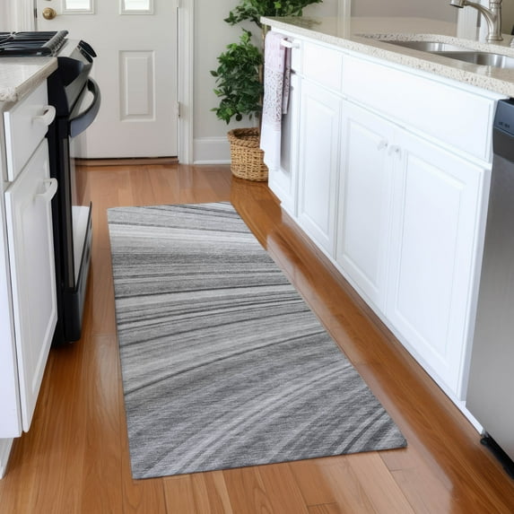 Addison Rugs Chantille Indoor/Outdoor Transitional Waves Gray Washable Runner Rug, 2'3" x 7'6"