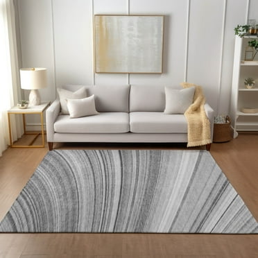 Addison Rugs Chantille Indoor/Outdoor Transitional Waves Gray Washable Rectangle Rug, 3' x 5'