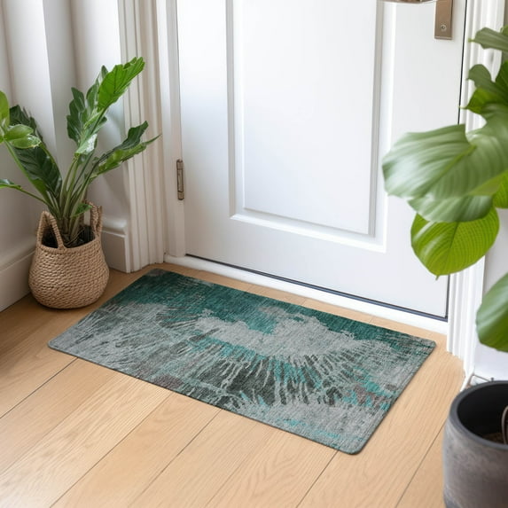 Addison Rugs Chantille Indoor/Outdoor Transitional Modern Teal Washable Rectangle Rug, 1'8" x 2'6"