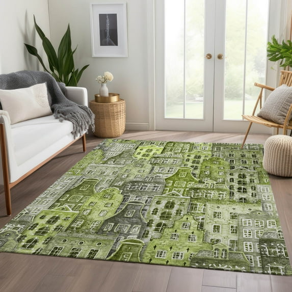 Addison Rugs Chantille Indoor/Outdoor Transitional Novelty Green Washable Rectangle Rug, 10' x 14'