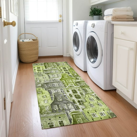 Addison Rugs Chantille Indoor/Outdoor Transitional Novelty Green Washable Runner Rug, 2'3" x 7'6"