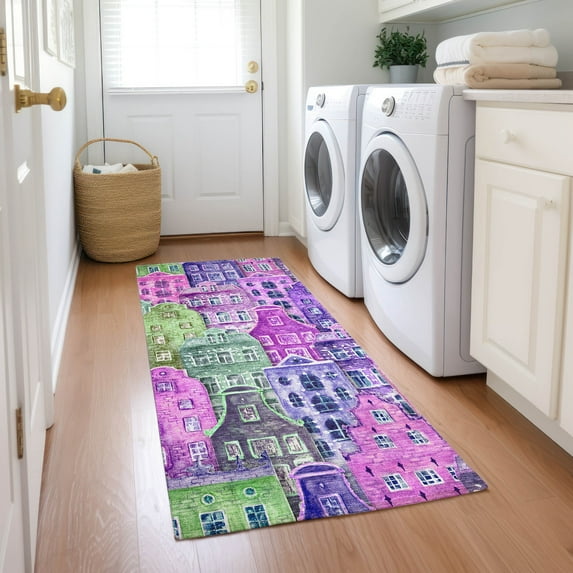 Addison Rugs Chantille Indoor/Outdoor Transitional Novelty Purple Washable Runner Rug, 2'3" x 7'6"