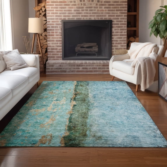 Addison Rugs Chantille Indoor/Outdoor Transitional Modern Blue Washable Rectangle Rug, 5' x 7'6"