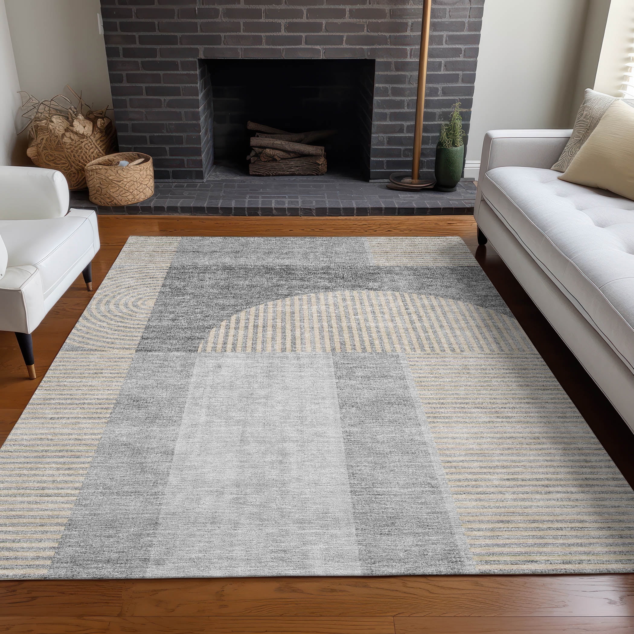 Addison Rugs Chantille Indoor/Outdoor Transitional Art Deco Silver ...