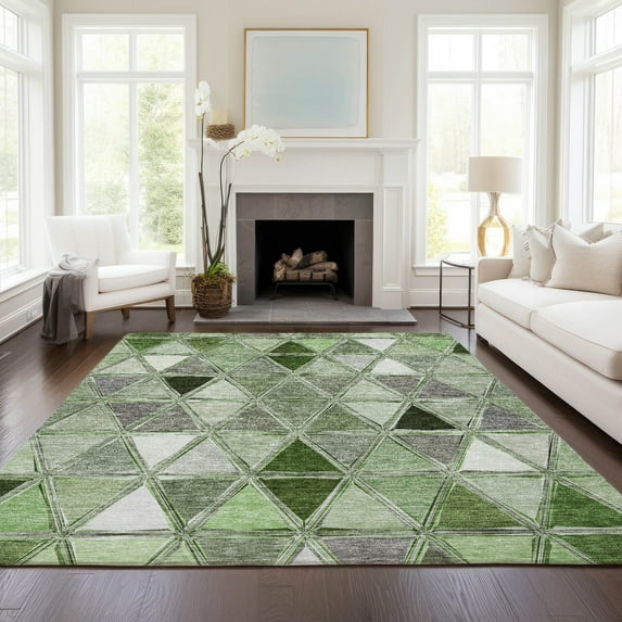 Addison Rugs Chantille Indoor/Outdoor Transitional Geometric Aloe Washable Rectangle Rug, 5' x 7'6"