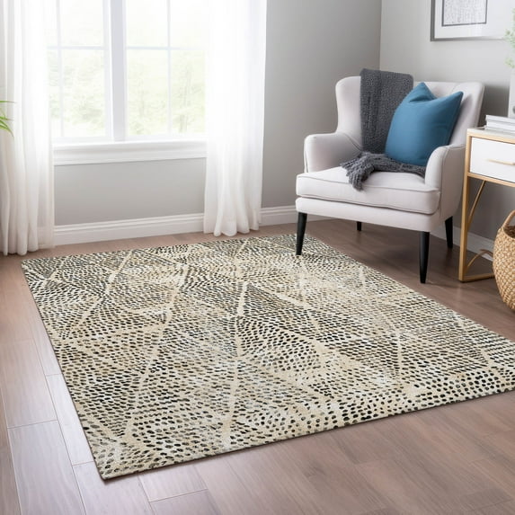 Addison Rugs Chantille Indoor/Outdoor Transitional Diamond Beige Washable Rectangle Rug, 9' x 12'