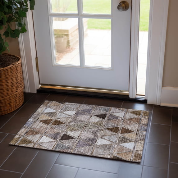 Addison Rugs Chantille Indoor/Outdoor Transitional Geometric Brown Washable Rectangle Rug, 1'8" x 2'6"