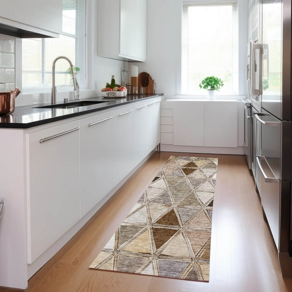 Addison Rugs Chantille Indoor/Outdoor Transitional Geometric Brown Washable Runner Rug, 2'3" x 7'6"