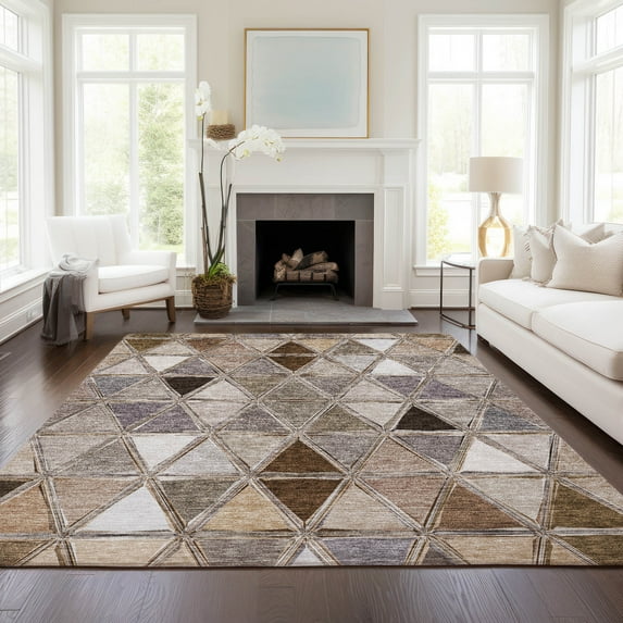 Addison Rugs Chantille Indoor/Outdoor Transitional Geometric Brown Washable Rectangle Rug, 2'6" x 3'10"