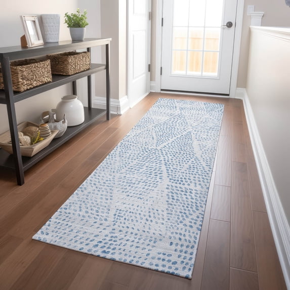 Addison Rugs Chantille Indoor/Outdoor Transitional Diamond Denim Washable Runner Rug, 2'3" x 7'6"