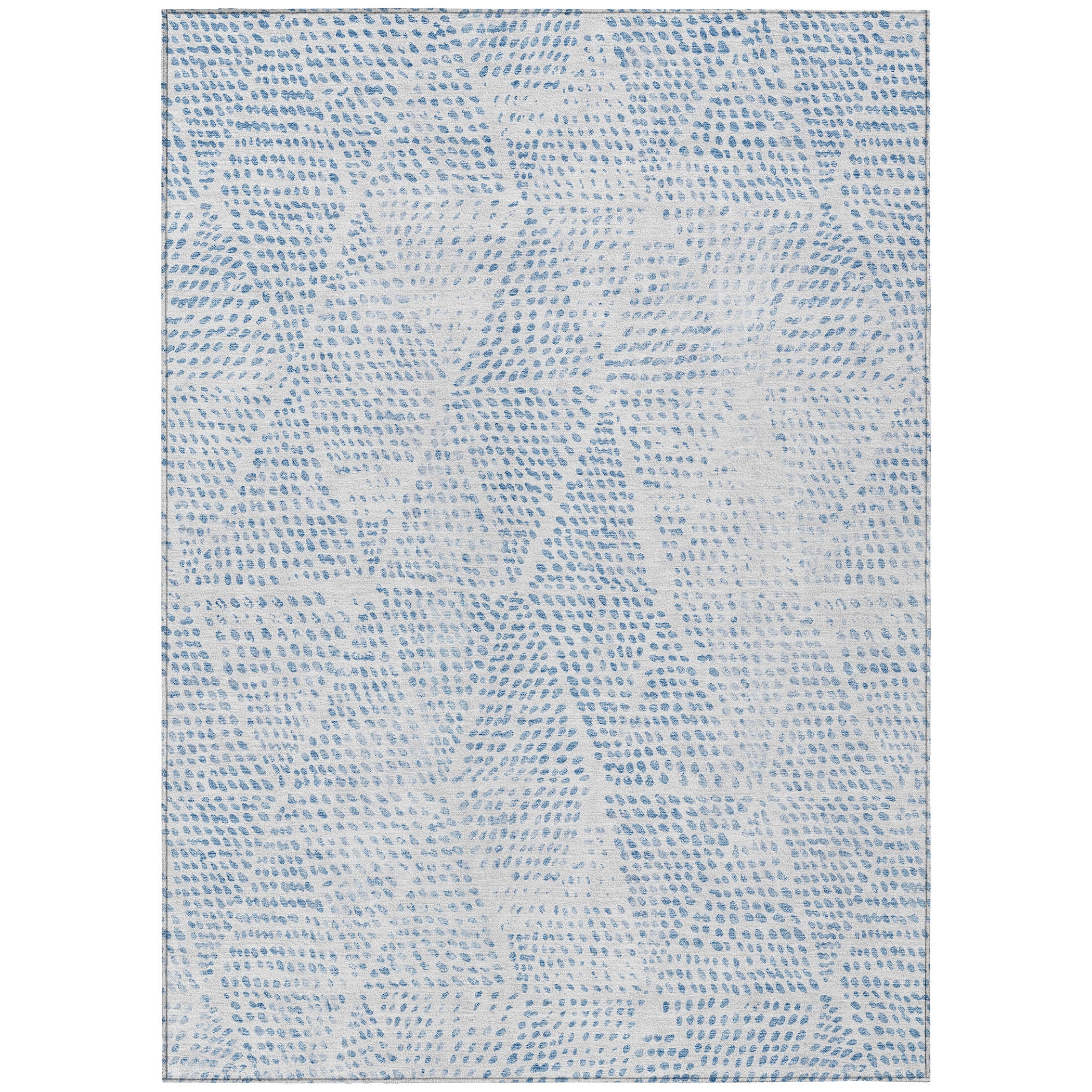 Denim Blue Diamond Pattern Washable Synthetic 8' x 10' Rug