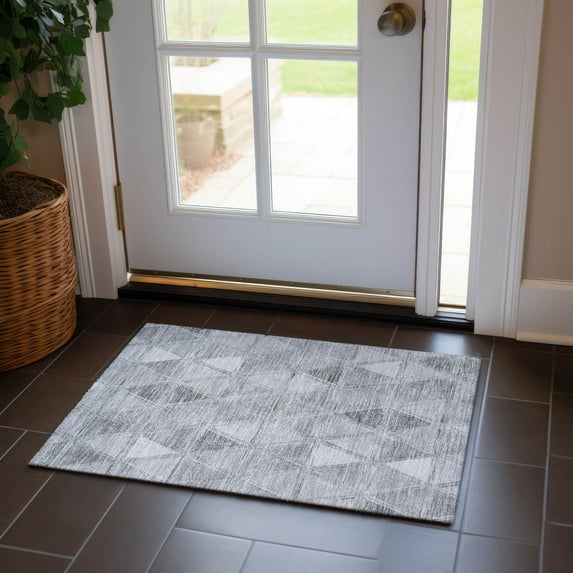 Addison Rugs Chantille Indoor/Outdoor Transitional Geometric Gray Washable Rectangle Rug, 1'8" x 2'6"