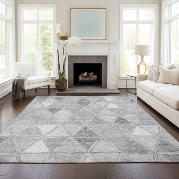 Addison Rugs Chantille Indoor/Outdoor Transitional Geometric Gray Washable Rectangle Rug, 3' x 5'