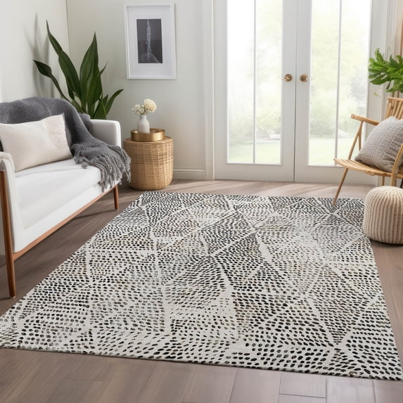Addison Rugs Chantille Indoor/Outdoor Transitional Diamond Ivory Washable Rectangle Rug, 3' x 5'