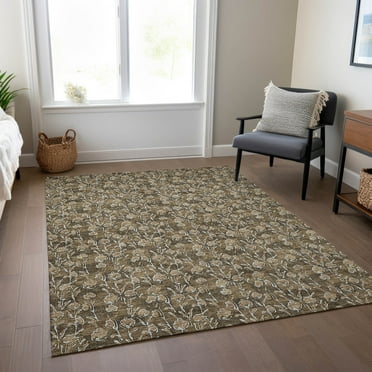 Addison Rugs Chantille Indoor/Outdoor Transitional Floral Brown Washable Rectangle Rug, 8' x 10'