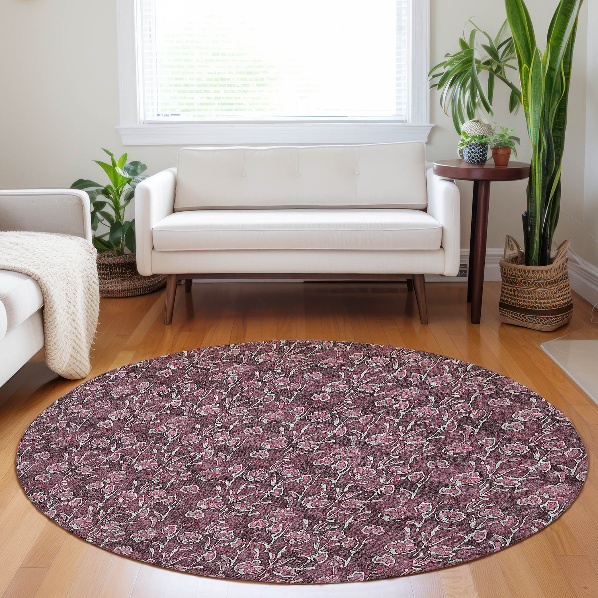 Addison Rugs Chantille Indoor/Outdoor Transitional Floral Merlot ...